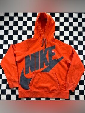 Nike AW77 Swoosh Logo Hoodie Men's XL Orange Sportswear Athleisure Preppy Y2K